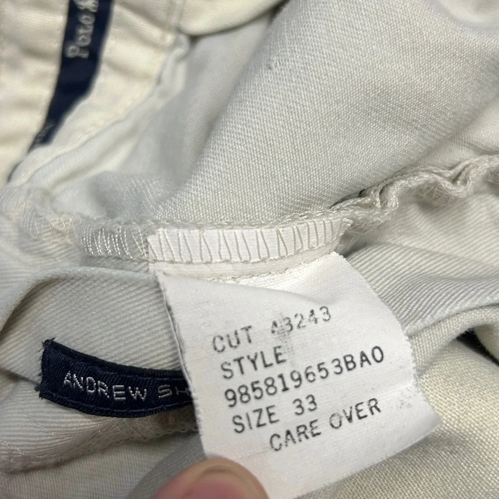 Polo Ralph Lauren Andrew Short Beige Mens 33 Pleated Chino Vintage Made in USA